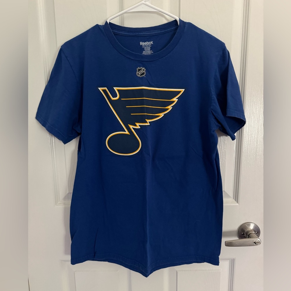 Reebok NHL STL Blues Hockey Jake Allen T-Shirt, Size M, Blue